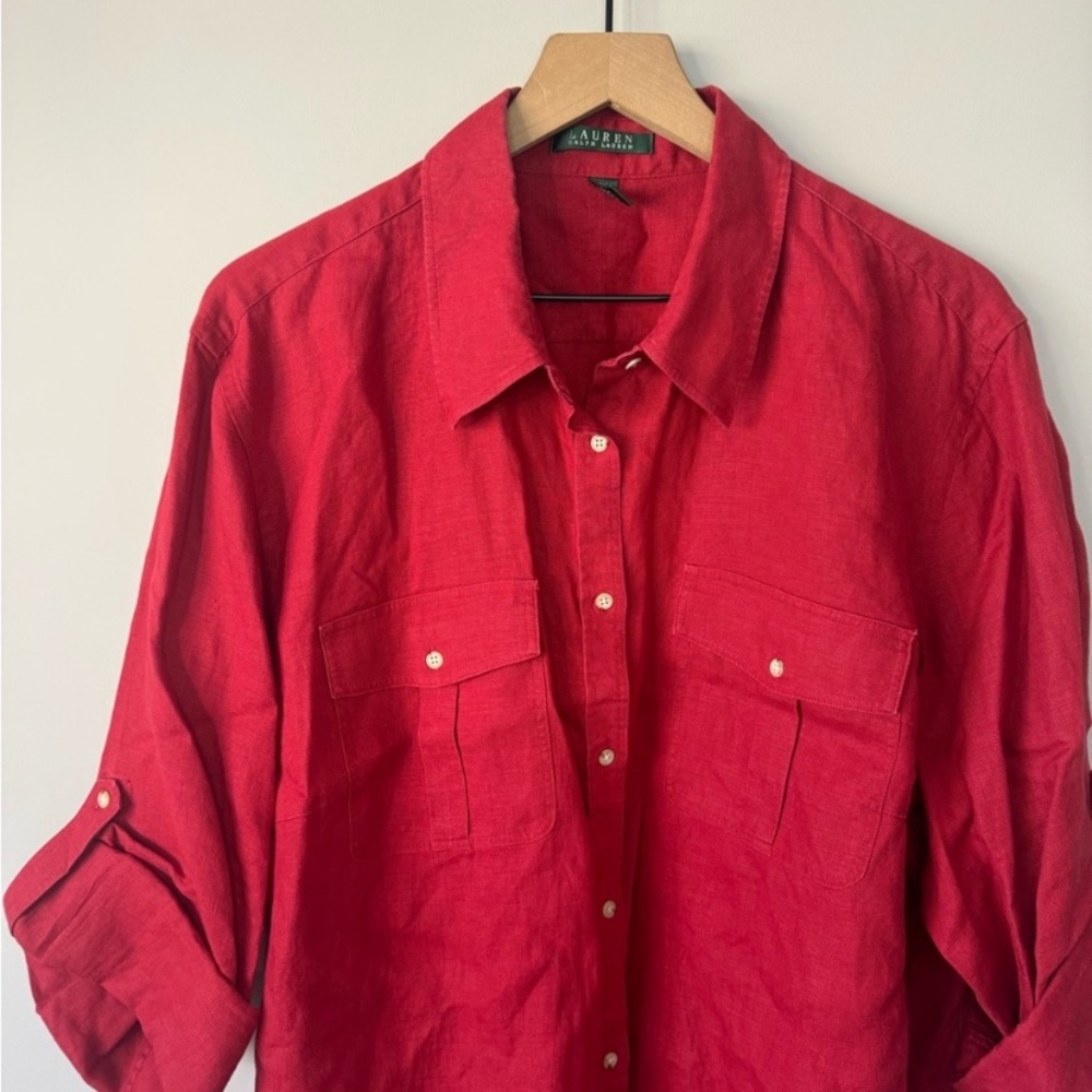 Ralph Lauren Red Button-Up Shirt - Picture 4 of 9